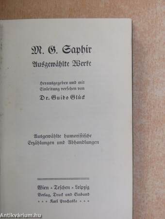 M. G. Saphir ausgewählte Werke (gótbetűs)