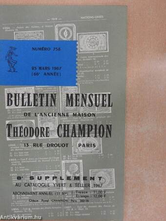 Bulletin mensuel de l'ancienne maison Théodore Champion 25 Mars 1967