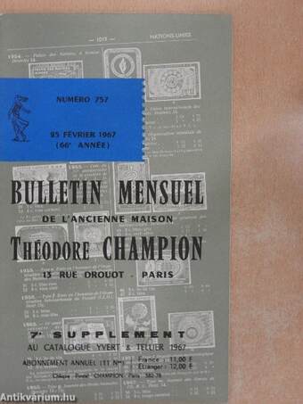 Bulletin mensuel de l'ancienne maison Théodore Champion 25 Février 1967