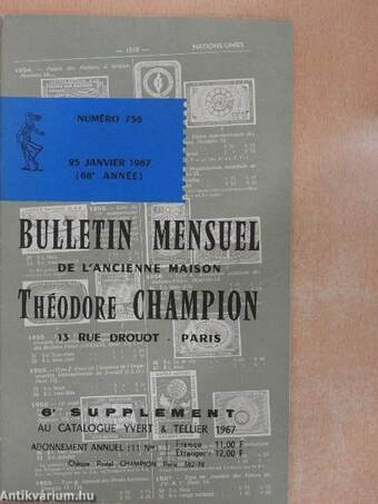 Bulletin mensuel de l'ancienne maison Théodore Champion 25 Janvier 1967