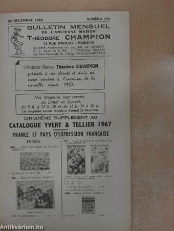 Bulletin mensuel de l'ancienne maison Théodore Champion 25 Décembre 1966