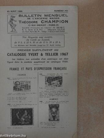 Bulletin mensuel de l'ancienne maison Théodore Champion 25 Septembre 1966