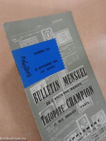 Bulletin mensuel de l'ancienne maison Théodore Champion 25 Septembre 1966