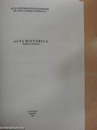 Acta Historica Tomus LXXXVII.