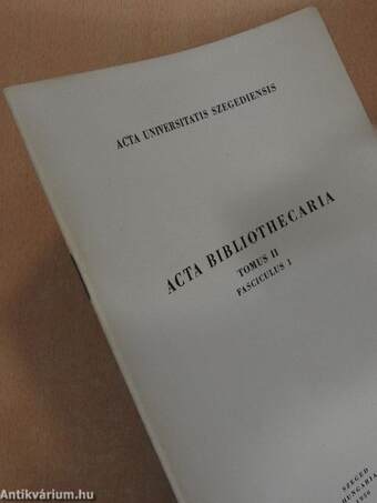 Acta Bibliothecaria Tomus II. Fasciculus 1.