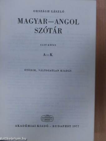 Magyar-angol szótár I-II.