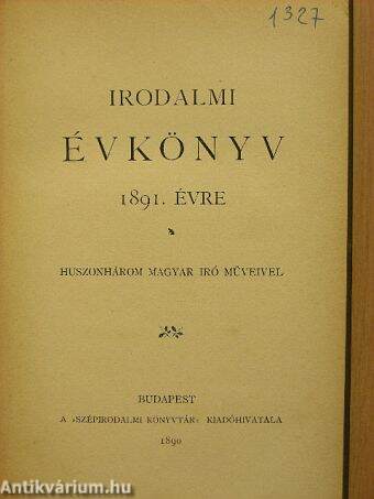 Irodalmi évkönyv 1891. évre