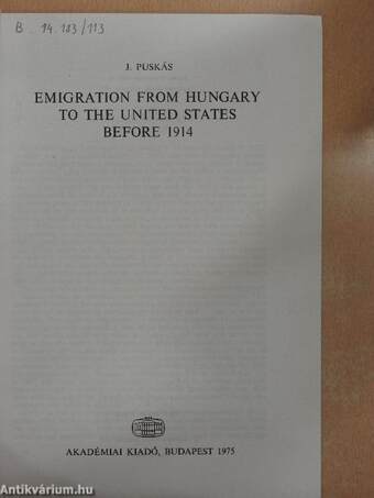 Emigration from Hungary to the United States before 1914