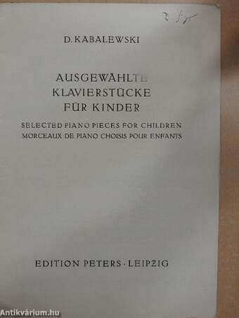 Ausgewählte Klavierstücke für Kinder/Selected Piano Pieces for Children/Morceaux de piano choisis pour enfants