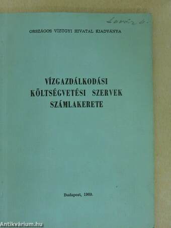 Vízgazdálkodási költségvetési szervek számlakerete