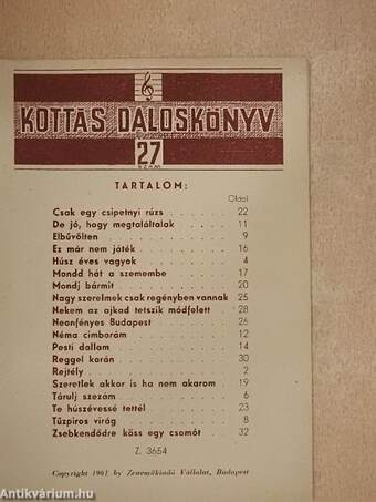 Kottás daloskönyv 27.