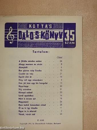 Kottás daloskönyv 35.