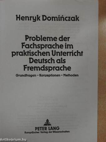 Probleme der Fachsprache im praktischen Unterricht Deutsch als Fremdsprache