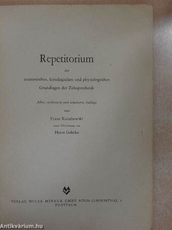 Repetitorium der anatomischen, histologischen und physiologischen