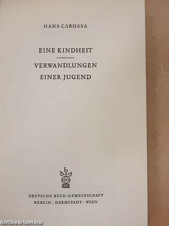 Eine Kindheit/Verwandlungen Einer Jugend