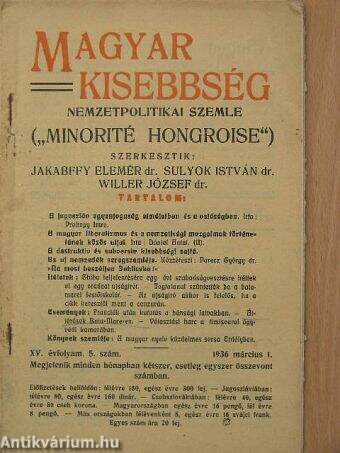 Magyar kisebbség 1936/5.