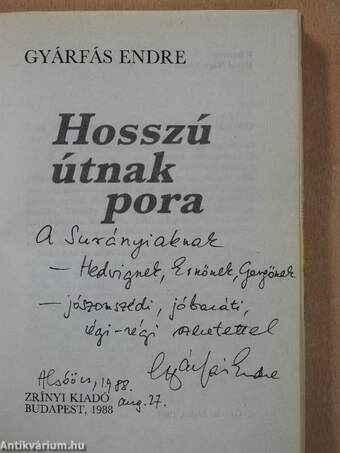 Hosszú útnak pora (dedikált példány)