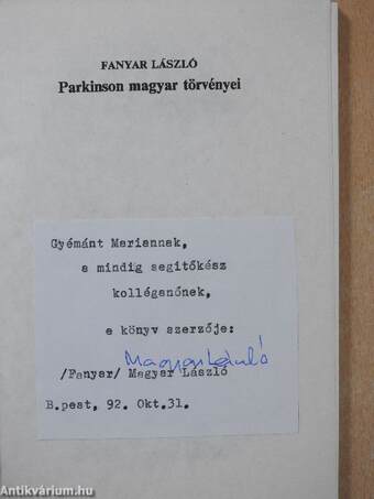 Parkinson magyar törvényei (dedikált példány)