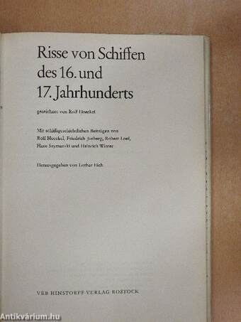 Risse von Schiffen des 16. und 17. Jahrhunderts