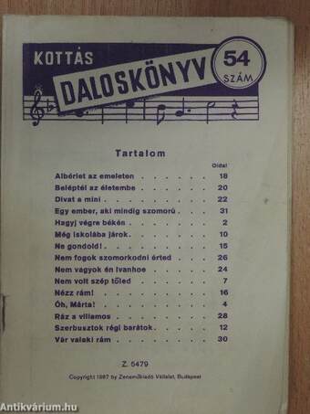 Kottás daloskönyv 54.