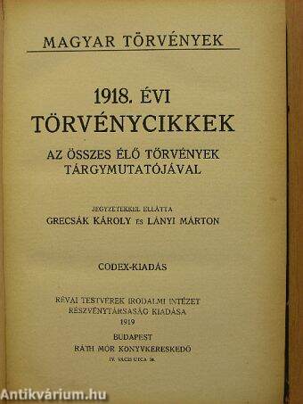 1918. évi törvénycikkek