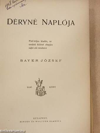 Déryné naplója I-III. (rossz állapotú)