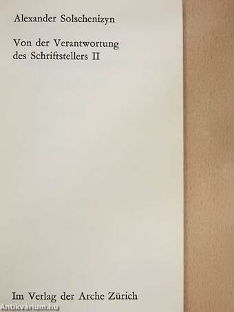 Von der Verantwortung des Schriftstellers I-II