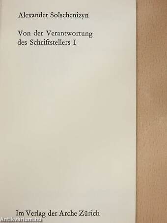 Von der Verantwortung des Schriftstellers I-II