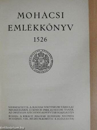 Mohácsi emlékkönyv 1526 (rossz állapotú)