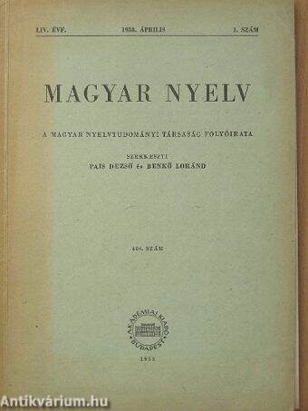 Magyar Nyelv 1958. április