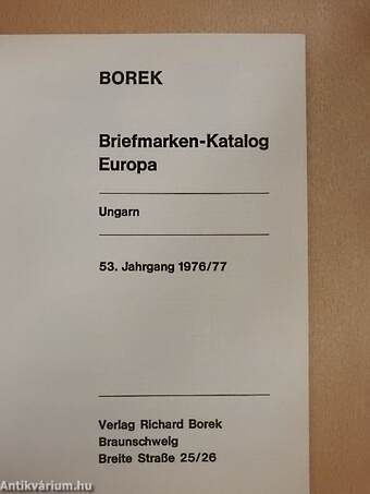 BOREK Briefmarken-Katalog Europa - Ungarn