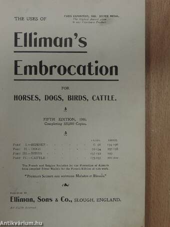The uses of Elliman's Embrocation for horses, dogs, birds, cattle (rossz állapotú)
