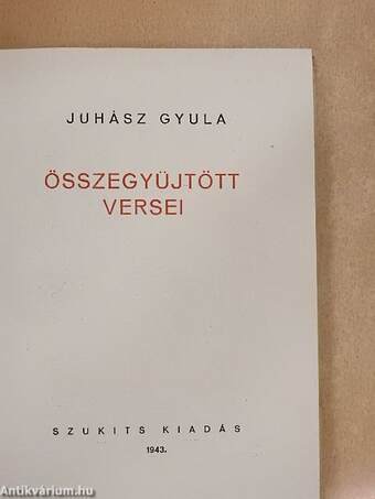 Juhász Gyula összegyüjtött versei