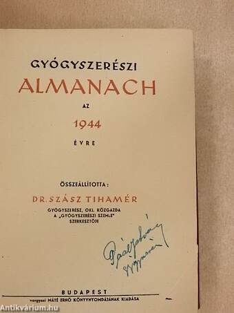 Gyógyszerészi almanach az 1944. évre