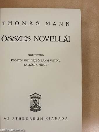 Thomas Mann összes novellái