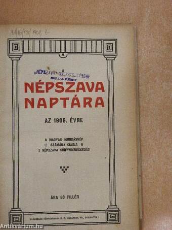 Népszava naptára az 1908. évre