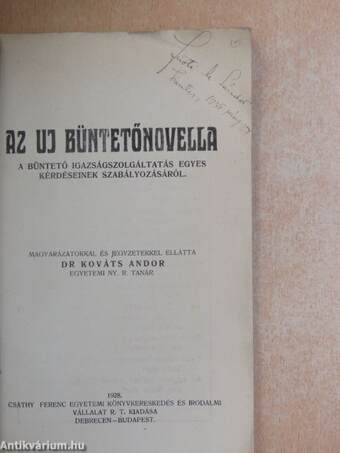 Az uj büntetőnovella