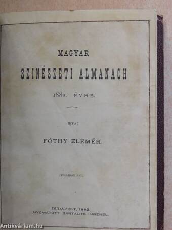 Magyar szinészeti almanach 1882. évre