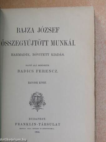 Bajza József összegyűjtött munkái VI. (töredék)