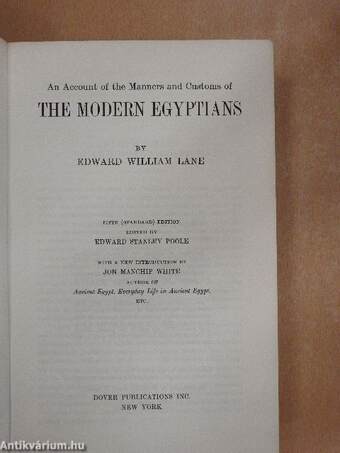 An Account of the Manners and Customs of the Modern Egyptians