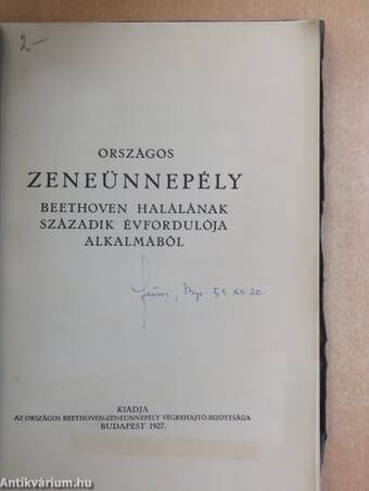 Országos zeneünnepély Beethoven halálának századik évfordulója alkalmából