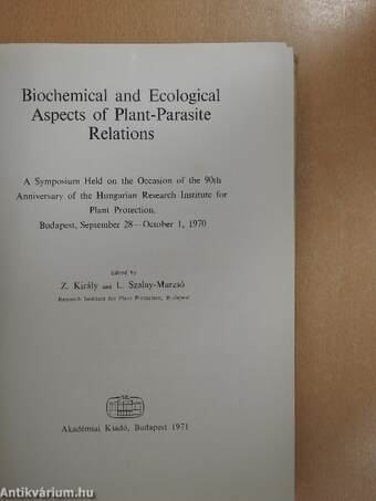 Biochemical and Ecological Aspects of Plant-Parasite Relations