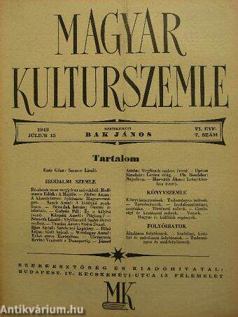 Magyar Kulturszemle 1943. július 15.