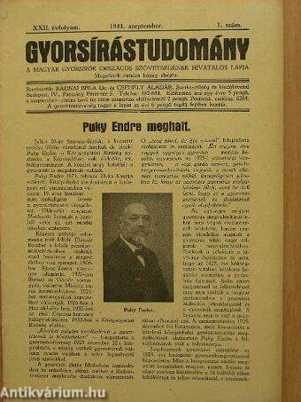 Gyorsírástudomány 1941. szeptember