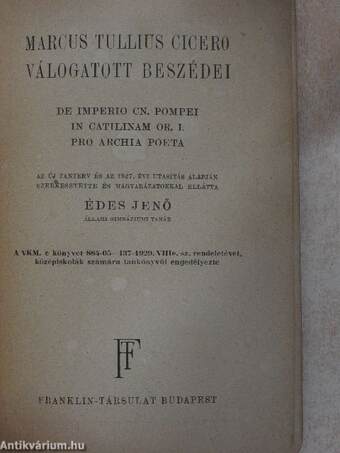 Marcus Tullius Cicero válogatott beszédei