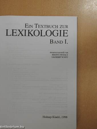 Ein Textbuch zur Lexikologie I-II.