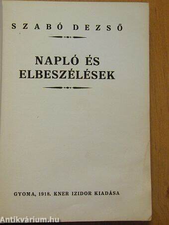 Napló és elbeszélések 