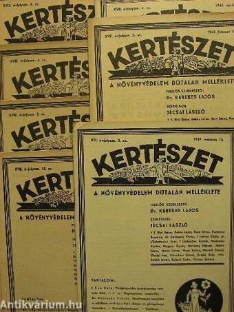 Kertészet 1939, 1943, 1944. (Vegyes számok) 7 db