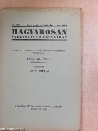 Magyarosan 1934. január-december