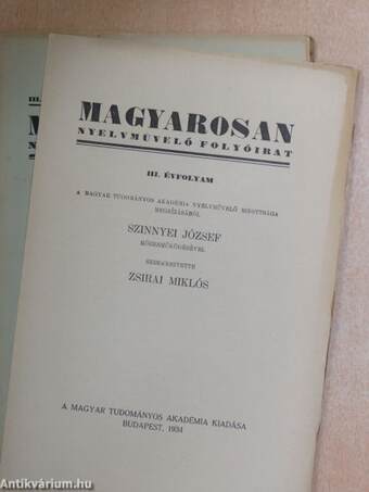 Magyarosan 1934. január-december